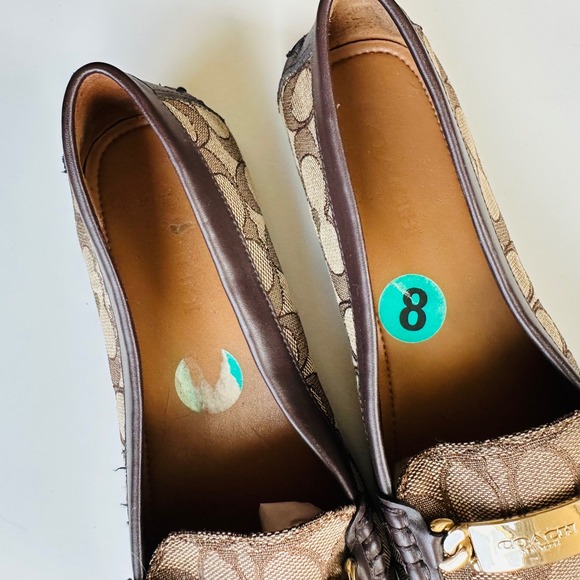 COACH Signature Jacquard Driving Loafers Brown Monogram Gold Hardware Size 8 - Picture 4 of 9